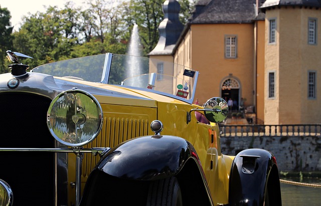 古董车, 城堡, 宫廷花园
