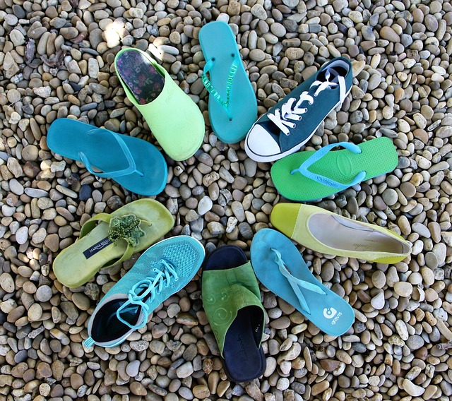 圆圈, 鞋, 蓝色和绿色