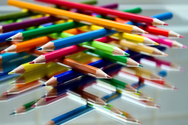 彩色的铅笔, 作画, 学校