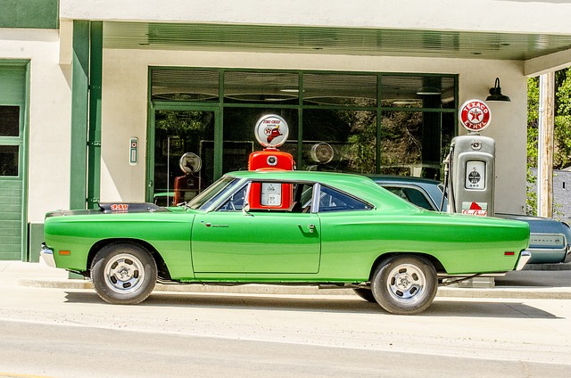 经典汽车, 古董气泵, 绿色