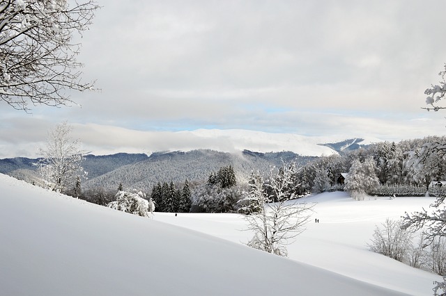 冬天, 场景, 山