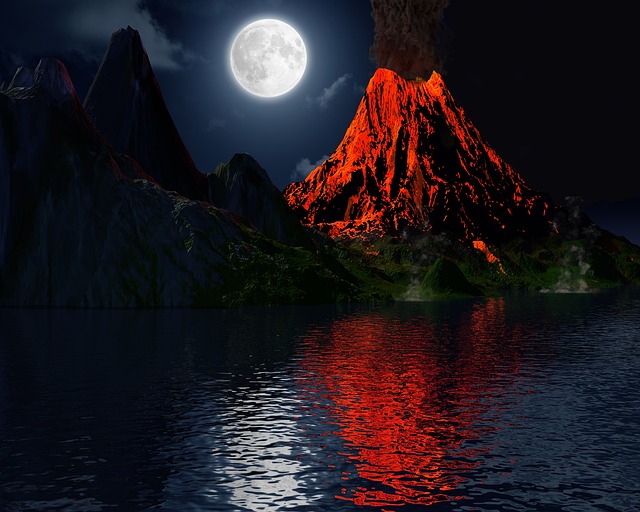 火山, 喷发, 月亮